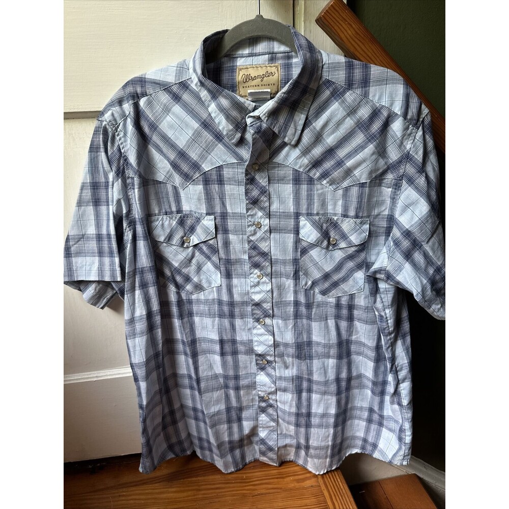 Wrangler Western Cowboy button down Shirt, Pearl Snap, short sleeves, XL